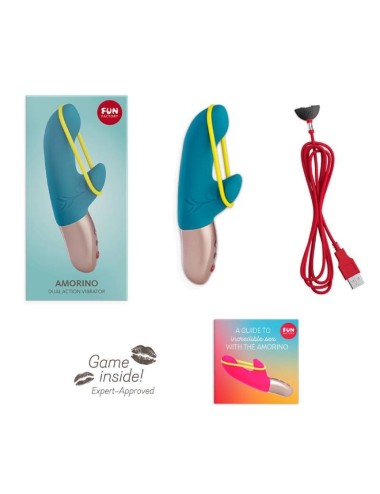 FUN FACTORY - AMORINO MINI VIBRATOR PETROL & NEON YELLOW