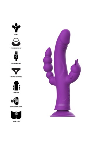 INTENSE - CASANOVA VIBRATOR RABBIT SILICONE TRIPLE ENGINE PURPLE