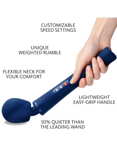 FUN FACTORY - VIM SILICONE RECHARGEABLE VIBRATING WEIGHTED RUMBLE WAND MIDNIGHT BLUE