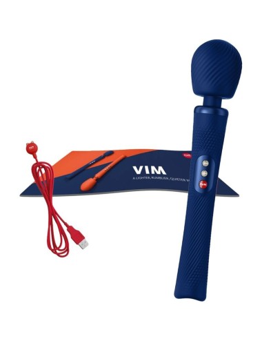 FUN FACTORY - VIM SILICONE RECHARGEABLE VIBRATING WEIGHTED RUMBLE WAND MIDNIGHT BLUE
