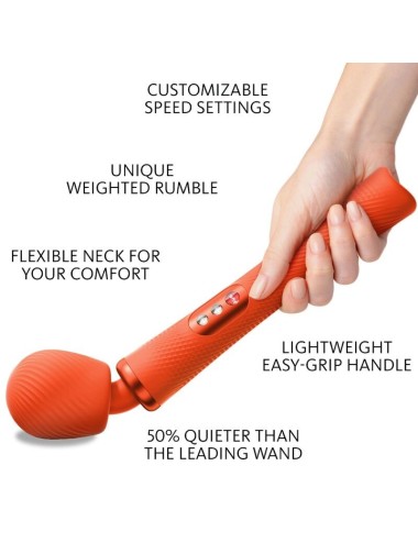 FUN FACTORY - VIM SILICONE RECHARGEABLE VIBRATING WEIGHTED RUMBLE WAND SUNRISE ORANGE