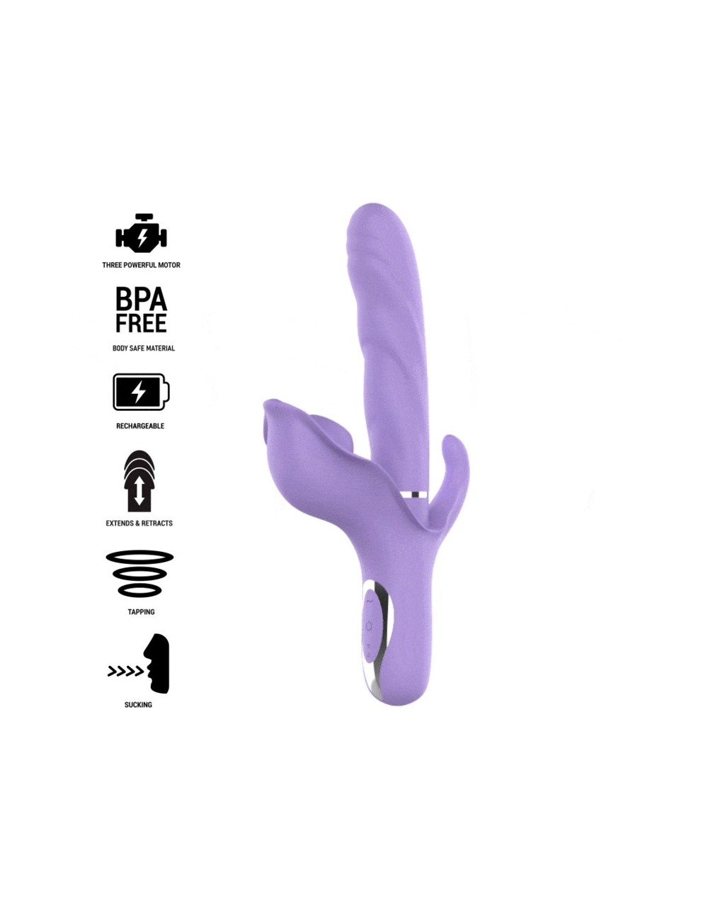 INTENSE - BILLIE MULTIFUNCTION RECHARGEABLE VIBRATOR SUCTION & PULSING PURPLE
