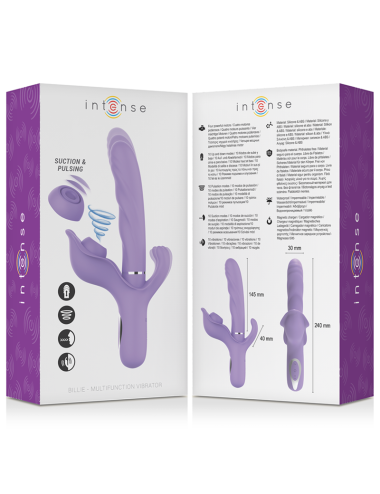 INTENSE - BILLIE MULTIFUNCTION RECHARGEABLE VIBRATOR SUCTION & PULSING PURPLE