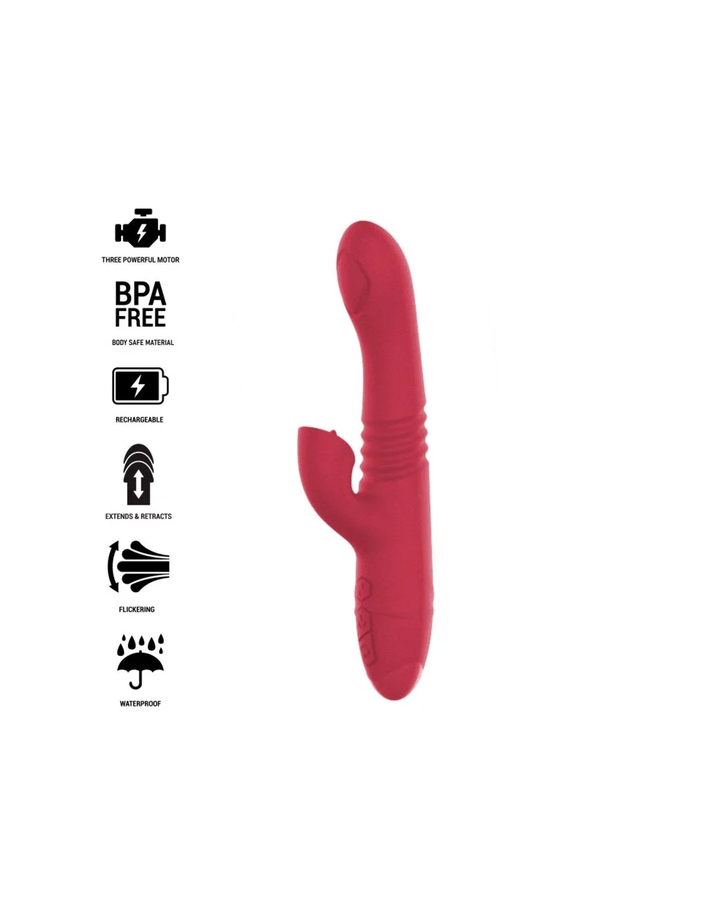 INTENSE - DUA MULTIFUNCTION RECHARGEABLE VIBRATOR UP & DOWN WITH RED TONGUE INTENSE - DUA MULTIFUNCTION RECHARGEABLE VIBRATOR UP & DOWN WITH RED TONGUE