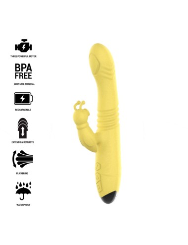 INTENSE - IGGY MULTIFUNCTION RECHARGEABLE VIBRATOR UP & DOWN WITH CLITORAL STIMULATOR YELLOW