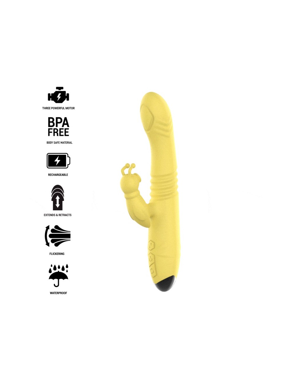 INTENSE - IGGY MULTIFUNCTION RECHARGEABLE VIBRATOR UP & DOWN WITH CLITORAL STIMULATOR YELLOW INTENSE - IGGY MULTIFUNCTION RECHARGEABLE VIBRATOR UP & DOWN WITH CLITORAL STIMULATOR YELLOW