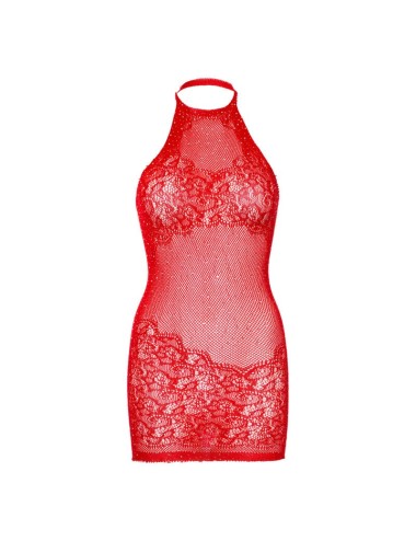 LEG AVENUE RHINESTONE HALTER MINI DRESS ONE SIZE - RED