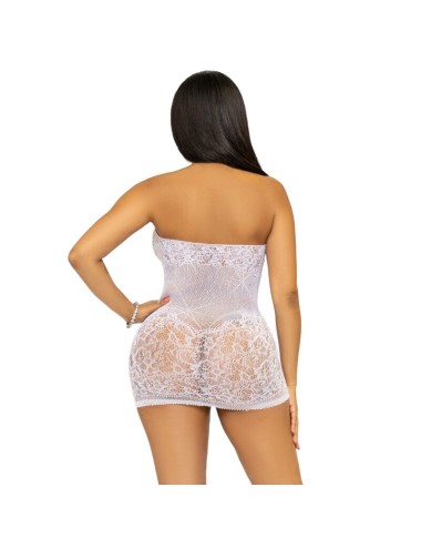 LEG AVENUE RHINESTONE HALTER MINI DRESS ONE SIZE - WHITE