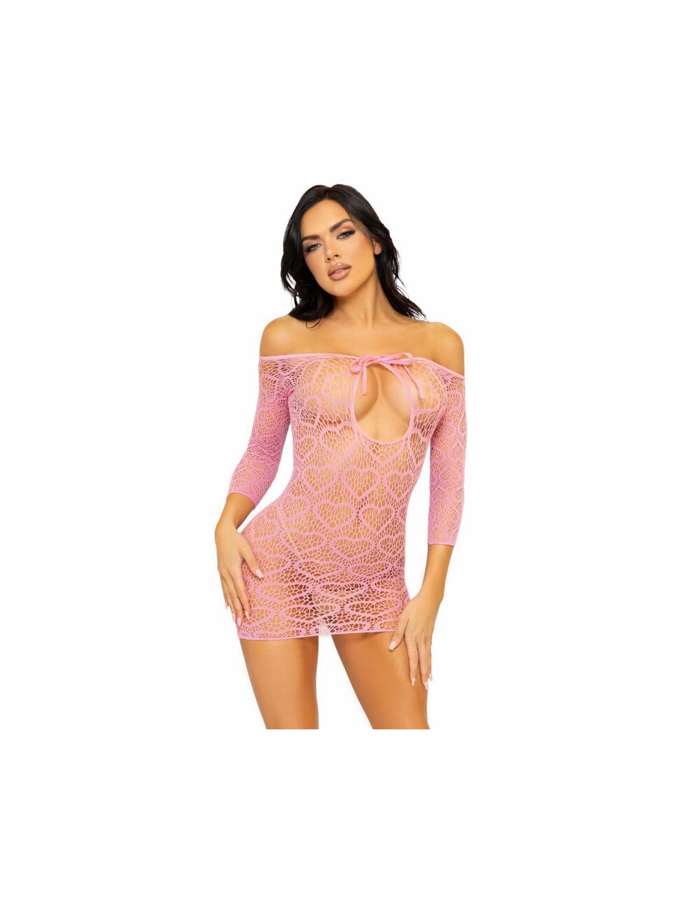 LEG AVENUE HEART NET MINI DRESS ONE SIZE - PINK LEG AVENUE HEART NET MINI DRESS ONE SIZE - PINK