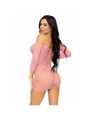 LEG AVENUE HEART NET MINI DRESS ONE SIZE - PINK