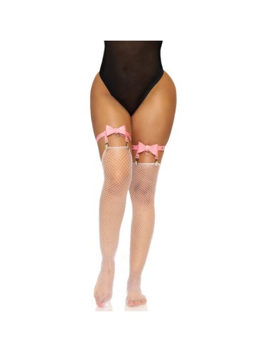 LEG AVENUE VEGAN LEATHER TIGH HIGH GARTER ONE SIZE - PINK