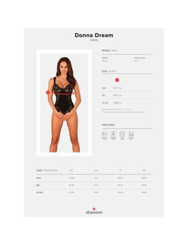 OBSESSIVE - DONNA DREAM CROTCHLESS TEDDY XL/XXL