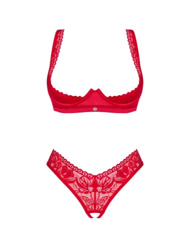 OBSESSIVE - LACELOVE CUPLESS TWO PIECES SET RED XS/S