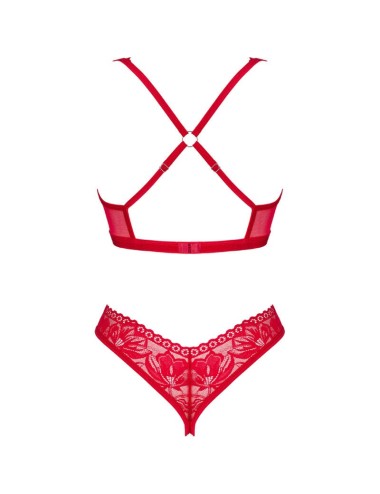 OBSESSIVE - LACELOVE CUPLESS TWO PIECES SET RED XS/S
