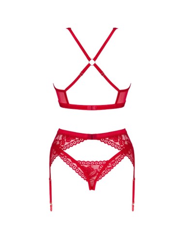 OBSESSIVE - LACELOVE THREE PIECES SET RED XS/S