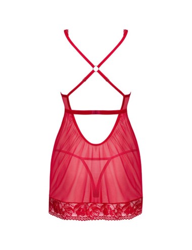 OBSESSIVE - LACELOVE BABYDOLL & THONG RED XS/S