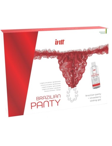 INTT - BRAZILIAN RED PANTY WITH PEARLS AND LUBRICATING GEL 50ML