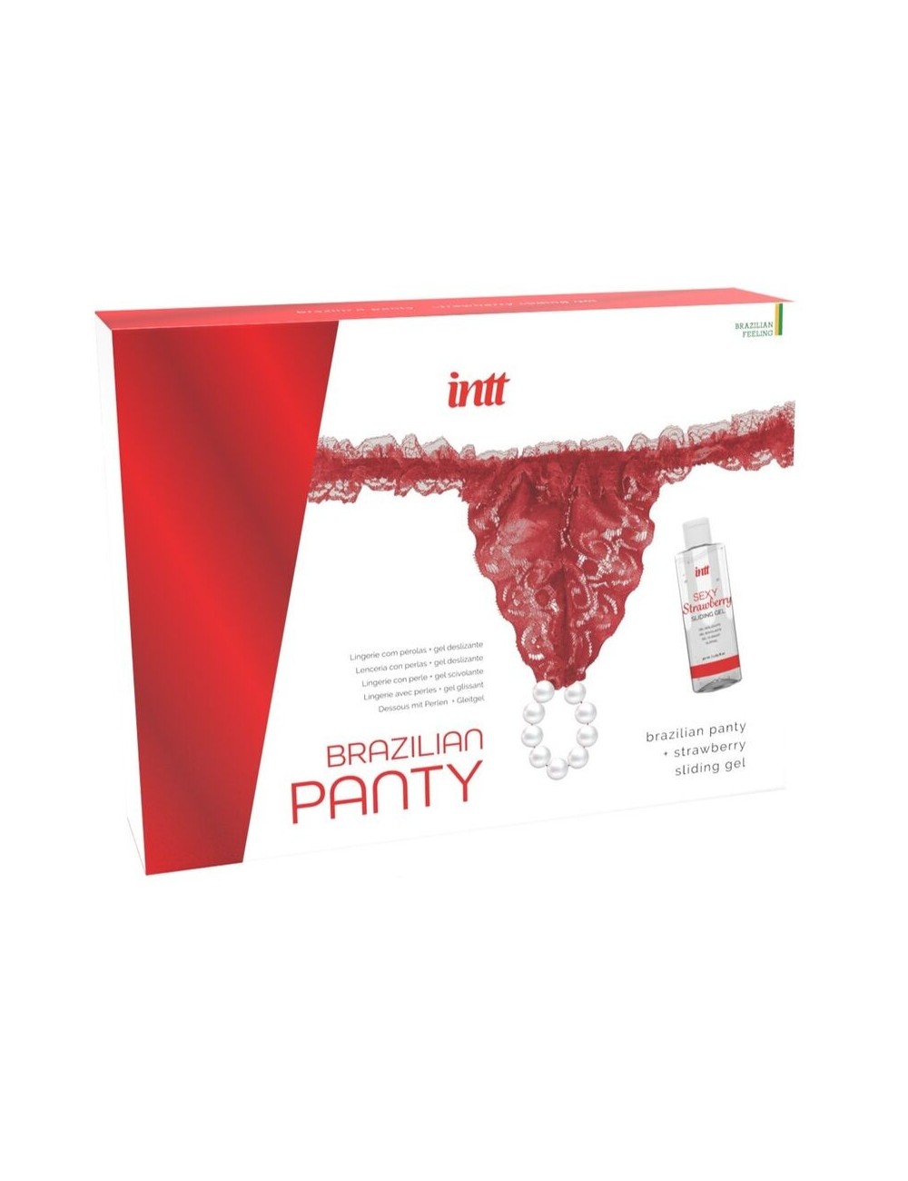 INTT - BRAZILIAN RED PANTY WITH PEARLS AND LUBRICATING GEL 50ML INTT - BRAZILIAN RED PANTY WITH PEARLS AND LUBRICATING GEL 50ML