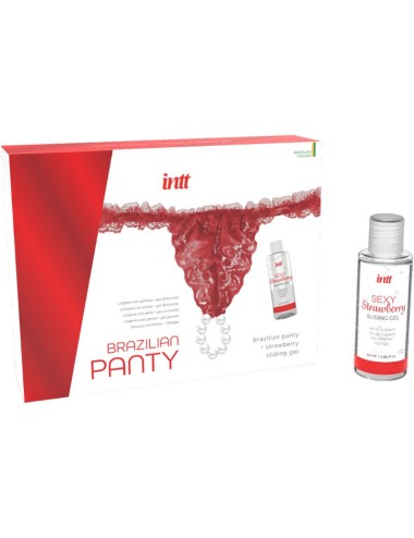 INTT - BRAZILIAN RED PANTY WITH PEARLS AND LUBRICATING GEL 50ML