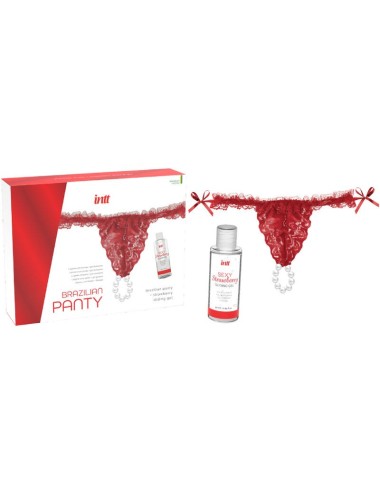 INTT - BRAZILIAN RED PANTY WITH PEARLS AND LUBRICATING GEL 50ML