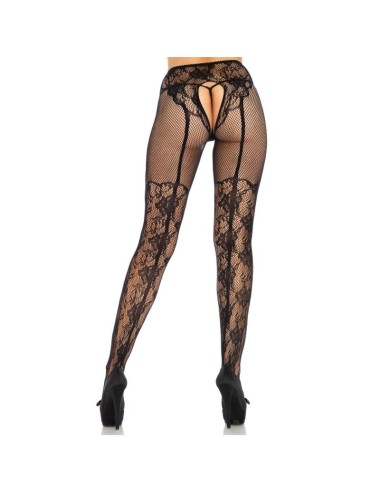 LEG AVENUE STOCKING FLOWERS DESIGN BACK CROTHLESS ONE SIZE