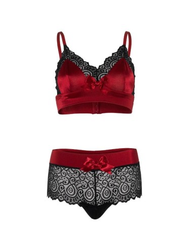LEG AVENUE - 2 PIECES SET BLACK AND RED L/XL