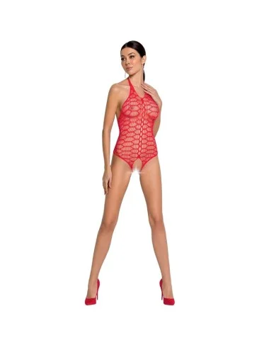 PASSION WOMAN BS087 BODYSTOCKING - RED ONE SIZE