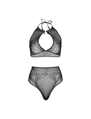 LEG AVENUE - TWO PIECES SET HALTER CROP TOP & THONG PANTY PANTY ONE SIZE