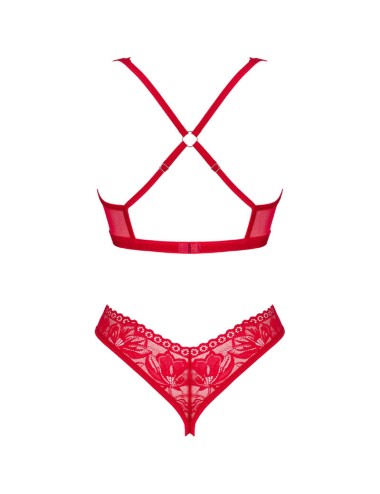 OBSESSIVE - ENSEMBLE LACELOVE DEUX PIÈCES CUPLESS ROUGE XS/S