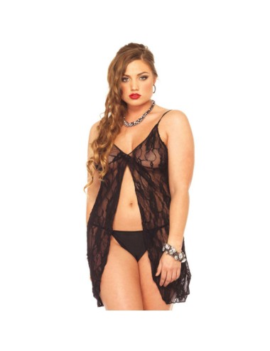 LEG AVENUE ROSE LACE BABYDOLL WITH GSTRING PLUS SIZE