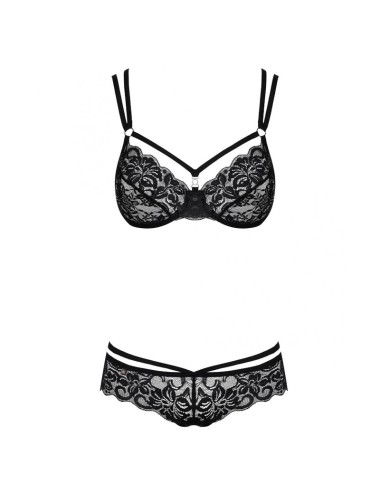 OBSESSIVE - 860-SET-1 TWO PIECES SET BLACK S/M