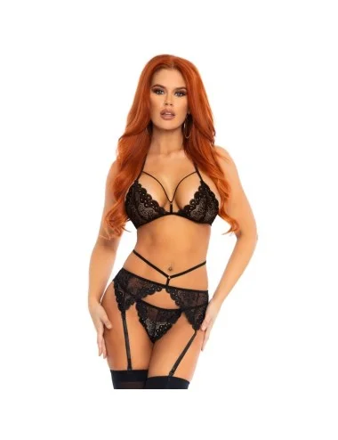 LEG AVENUE THREE PIECES SET FLORAL LACES S