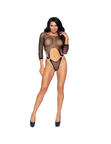 LEG AVENUE - TOP BODYSUIT WITH THONG BACK ONE SIZE - BLACK
