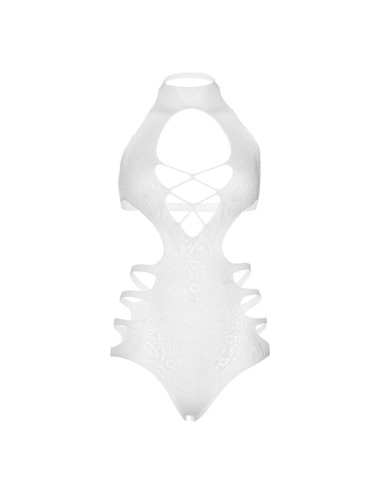 LEG AVENUE - CUT OUT STRAPPY BODYSUIT ONE SIZE - WHITE