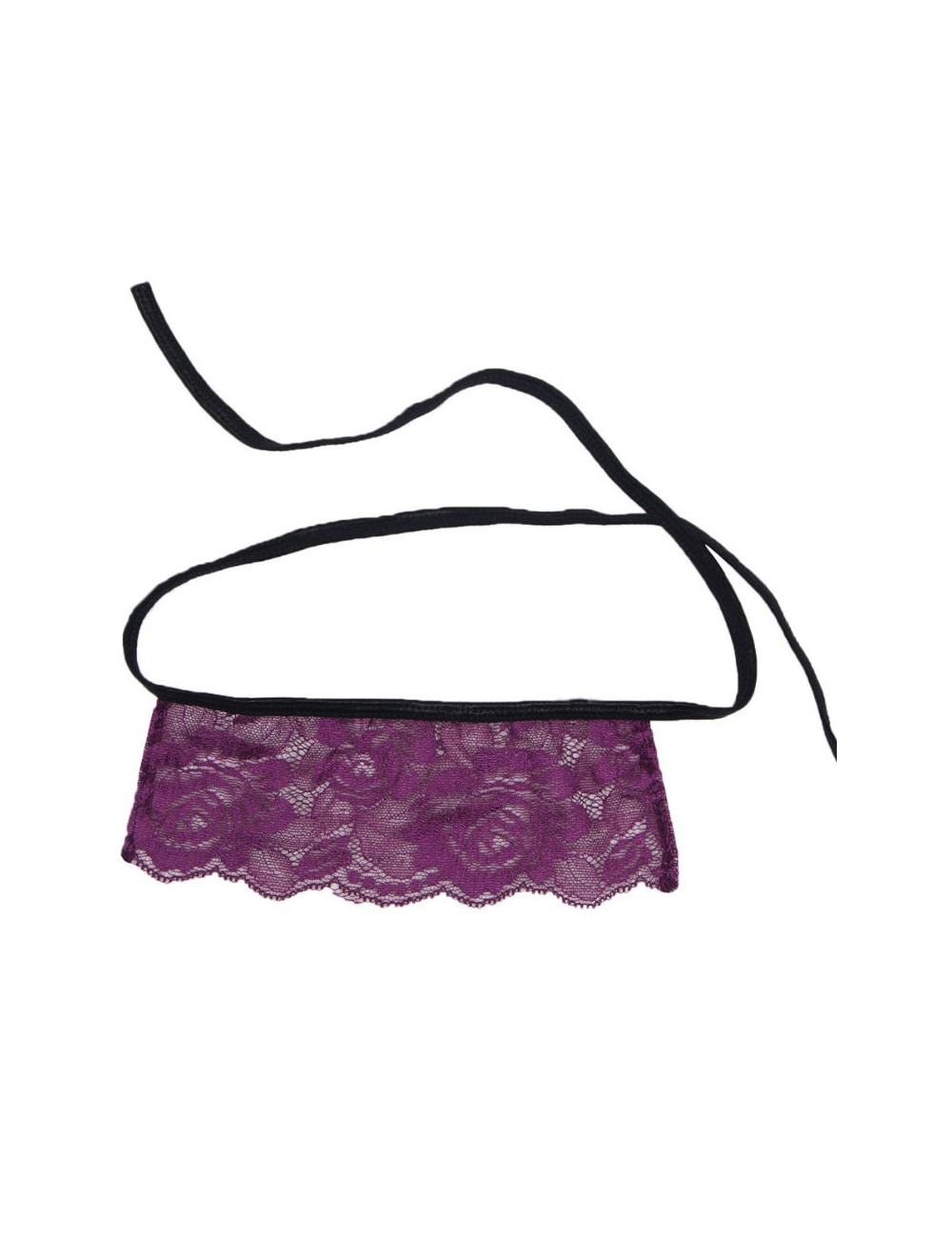 SUBBLIME CORSET THONG AND BLINDFOLD BLACK AND PURPLE S/M