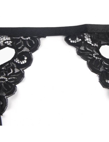 SUBBLIME - SET THREE PIECES SET BRA + GARTER BELT + THONG S/M