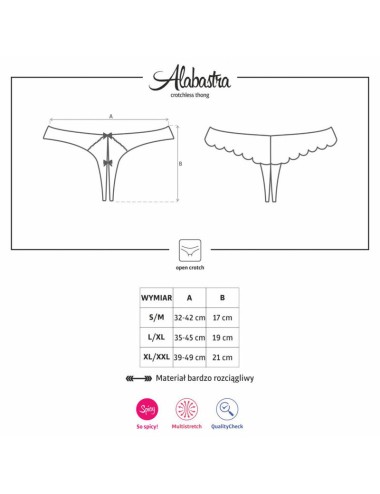OBSESSIVE - ALABASTRA THONG CROTCHLESS WHITE S/M