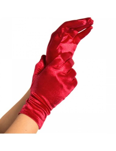 LEG AVENUE SATIN GLOVES RED