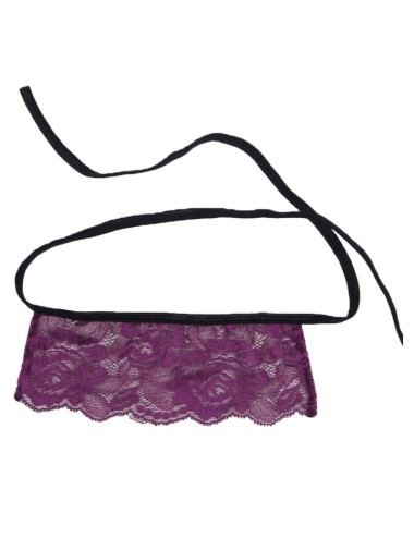 SUBBLIME - CORSET THONG AND BLINDFOLD BLACK AND PURPLE S/M