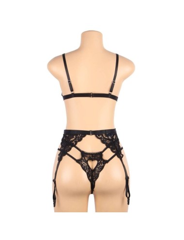 SUBBLIME - SET THREE PIECES SET BRA + GARTER BELT + THONG S/M