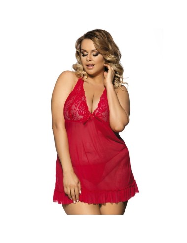 SUBBLIME QUEEN PLUS RED BABYDOLL FLORAL MOTIVS IN BREASTS