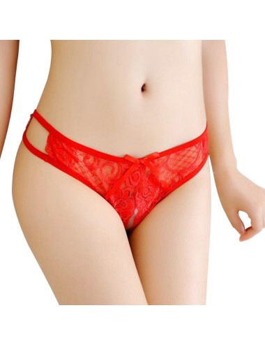QUEEN LINGERIE OPEN CROTHLESS PANTIES ONE SIZE - RED