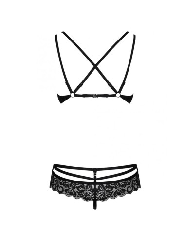 OBSESSIVE - 860-SET-1 TWO PIECES SET BLACK S/M