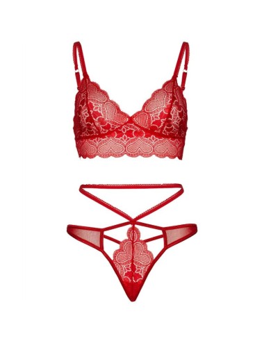 LEG AVENUE - 2 PIECES SET LACE BRALETTE AND THONG M/L