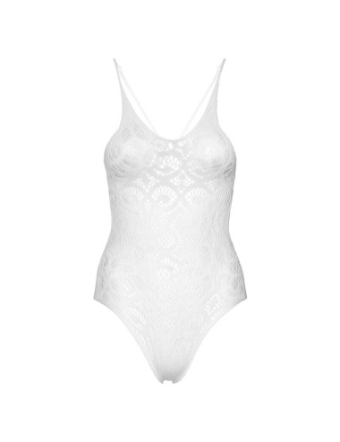 LEG AVENUE - SEAMLESS SCROLL LACE TEDDY - WHITE