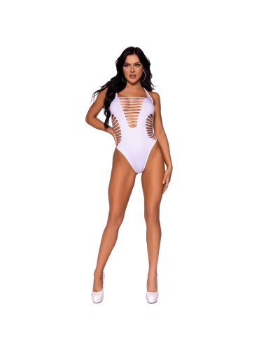 LEG AVENUE - BODY THONG RACERBACK WHITE