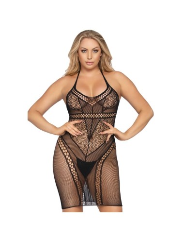 LEG AVENUE MULTI NET MINI DRESS ONE SIZE - BLACK