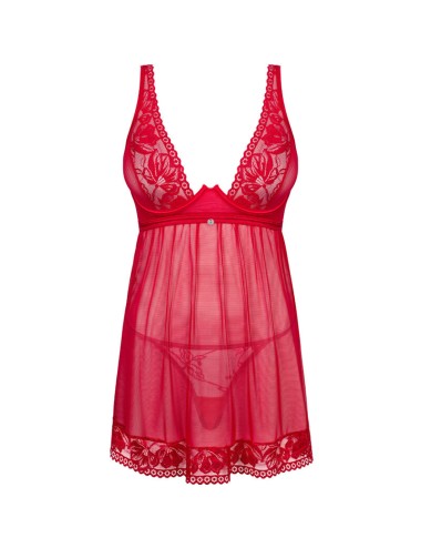 OBSESSIVE - LACELOVE BABYDOLL & THONG RED XS/S