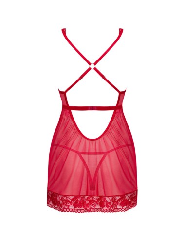 OBSESSIVE - LACELOVE BABYDOLL & THONG RED XS/S