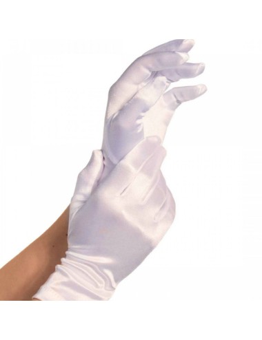 LEG AVENUE SATIN GLOVES WHITE